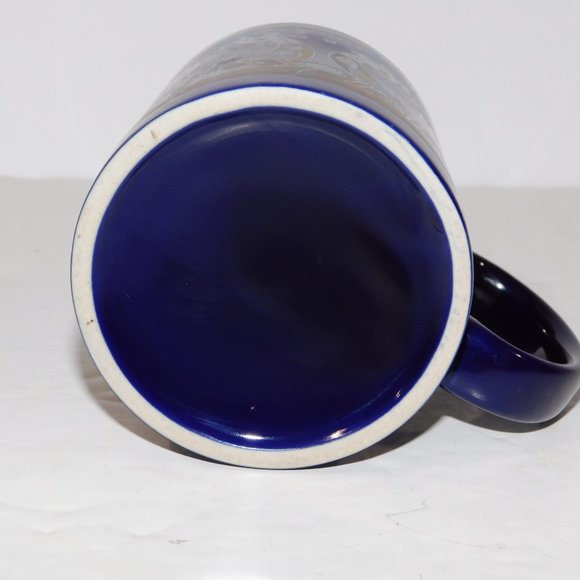 Vintage ARIZONA Kokopelli Flute Playing Dancing Blue Metallic Coffee Mug - Picture 6 of 7